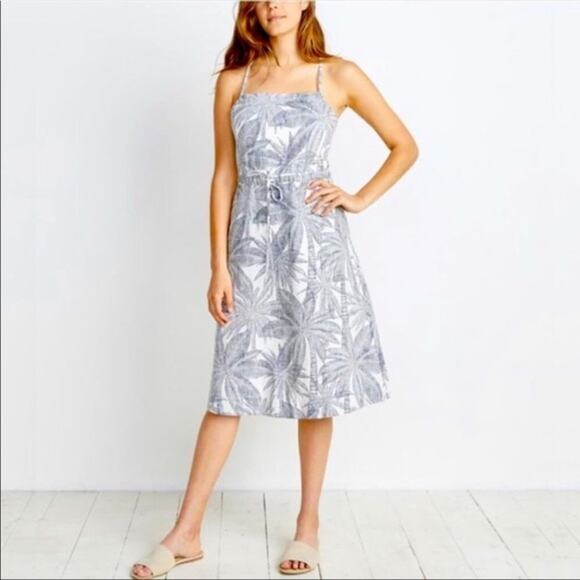 Marine Layer | Linen Lily Dress in Geo Palm Print Size Small Tropical - Picture 3 of 13